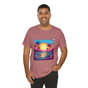 Miami Sunset / Men's Miami Pixel T-shirt - Image 56