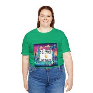 Living La Vida, Beach! / Men's Miami Pixel T-shirt - Imagen 7