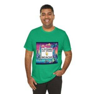 Living La Vida, Beach! / Men's Miami Pixel T-shirt - Imagen 8
