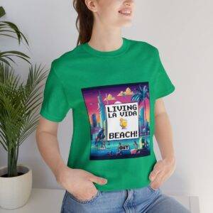 Living La Vida, Beach! / Men's Miami Pixel T-shirt - Imagen 9