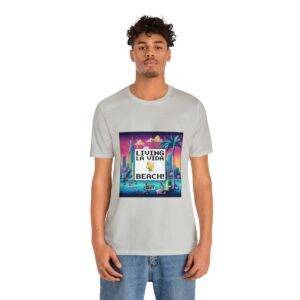 Living La Vida, Beach! / Men's Miami Pixel T-shirt - Imagen 73