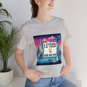 Living La Vida, Beach! / Men's Miami Pixel T-shirt - Imagen 81
