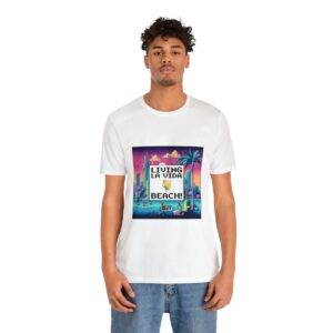 Living La Vida, Beach! / Men's Miami Pixel T-shirt - Imagen 13