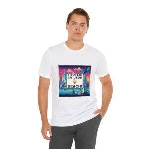 Living La Vida, Beach! / Men's Miami Pixel T-shirt - Imagen 18