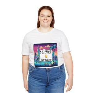 Living La Vida, Beach! / Men's Miami Pixel T-shirt - Imagen 19