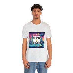 Living La Vida, Beach! / Men's Miami Pixel T-shirt - Imagen 25