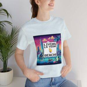 Living La Vida, Beach! / Men's Miami Pixel T-shirt - Imagen 105