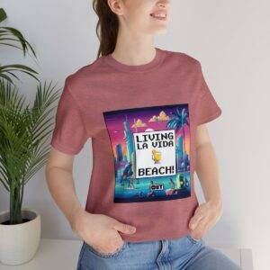 Living La Vida, Beach! / Men's Miami Pixel T-shirt - Imagen 57